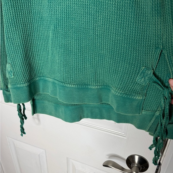 Anthropologie Saturday Sunday Aliana Green Waffle Knit Top Tie Sides Size XS - Picture 8 of 8